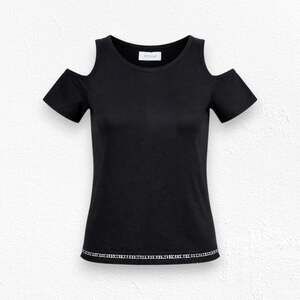 Derek Lam 10 Crosby Black Linen Cold Shoulder Chain Fringe Top Size Small NWT